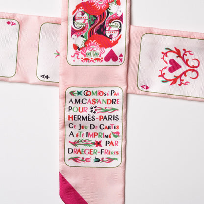 Hermes Silk Jeu de Cartes Twilly Rose Nacre Fuchsia Rouge 3 of 6