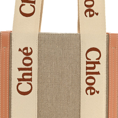 Chloe Linen Calfskin Medium Woody Ribbon Tote Wooden Orange 8 of 10