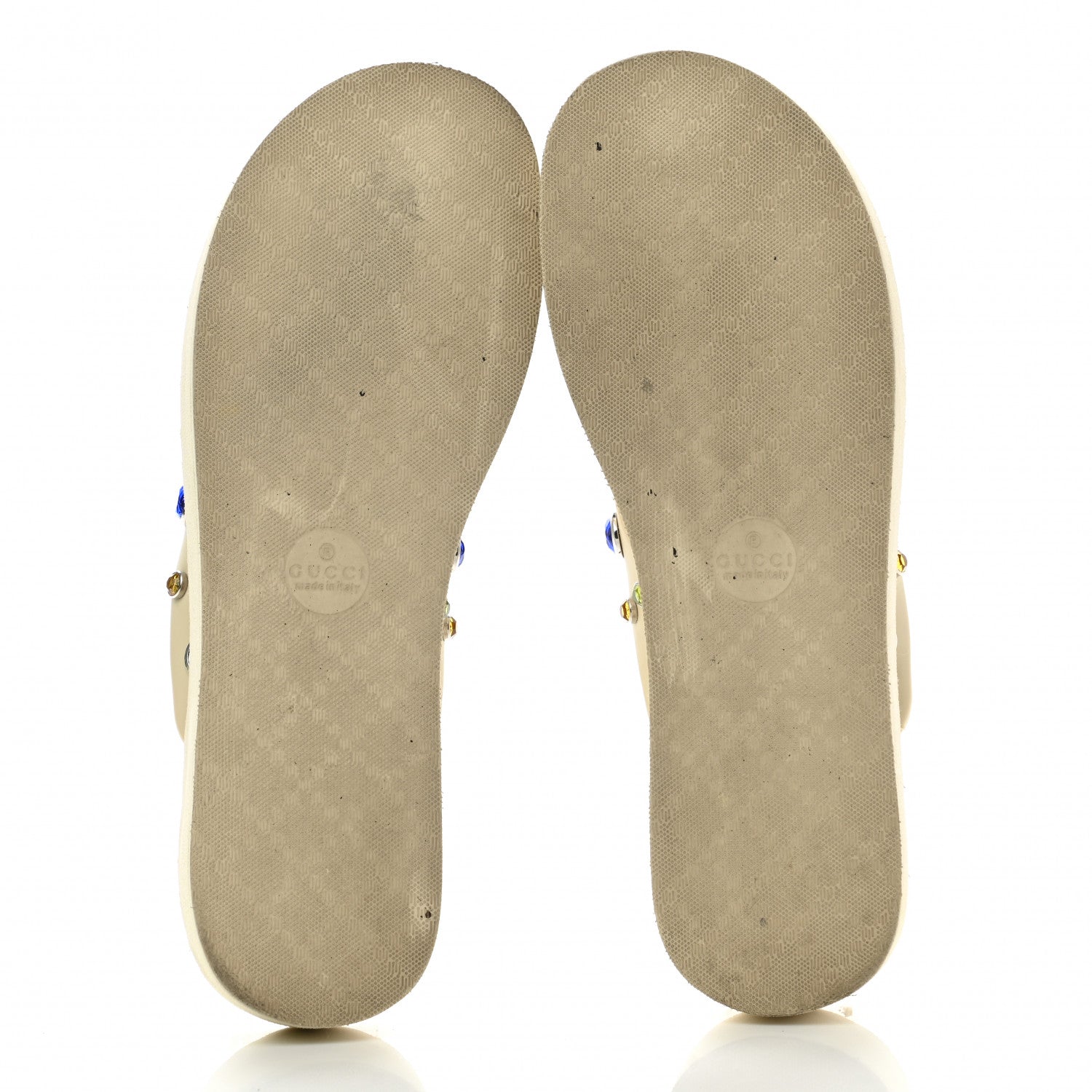 Gucci Rubber Crystal Embellished Thong Sandals 40 White 5 of 8