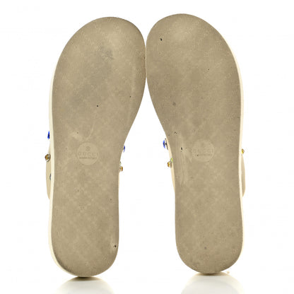Gucci Rubber Crystal Embellished Thong Sandals 40 White 5 of 8