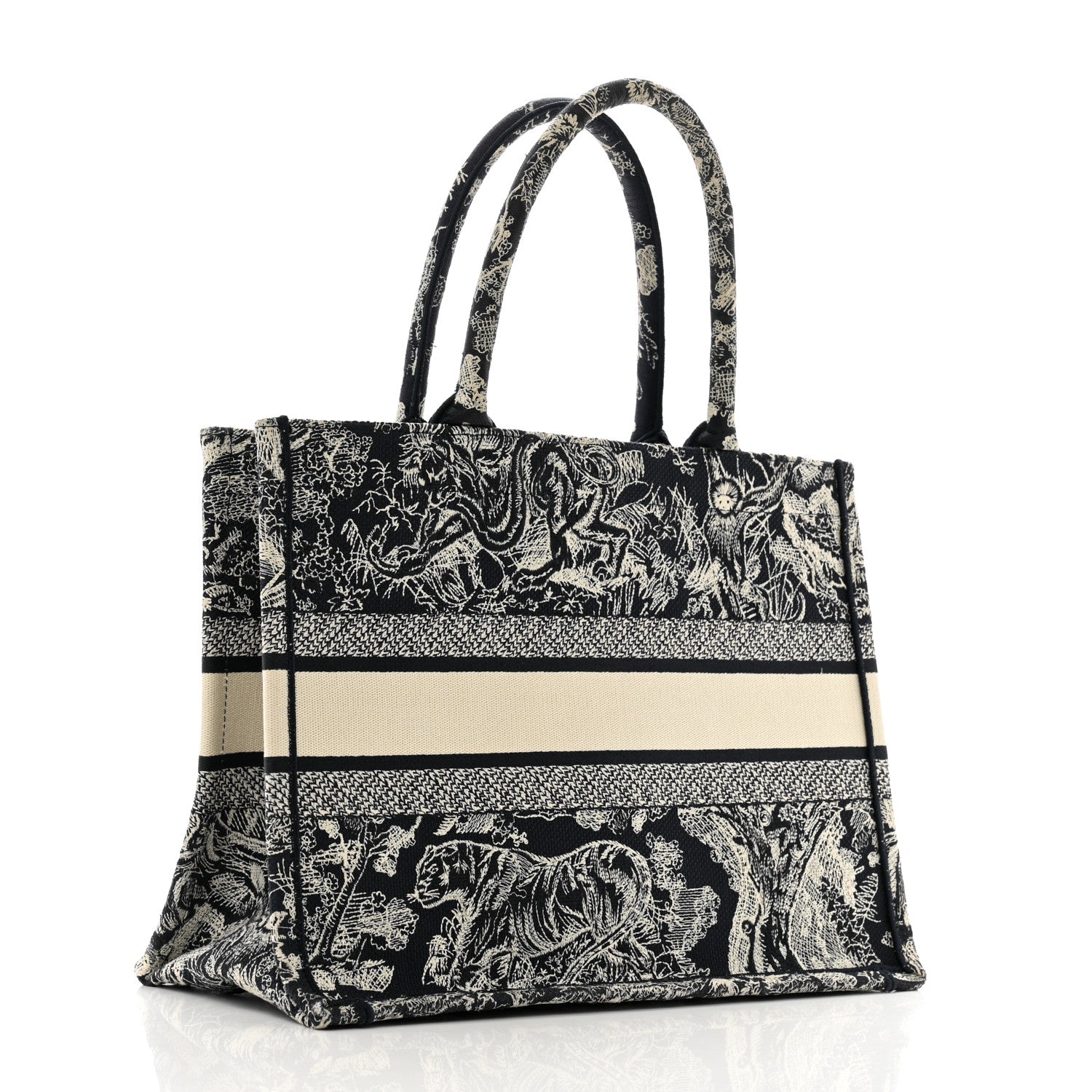 Christian Dior Canvas Embroidered Medium Dioriviera Toile De Jouy Reverse Book Tote Blue 3 of 15