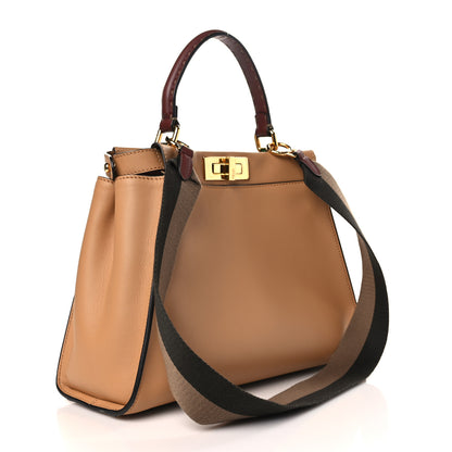 Fendi Vitello Seta Canvas FF Embroidered Medium Peekaboo Iconic Satchel Miele 3 of 10