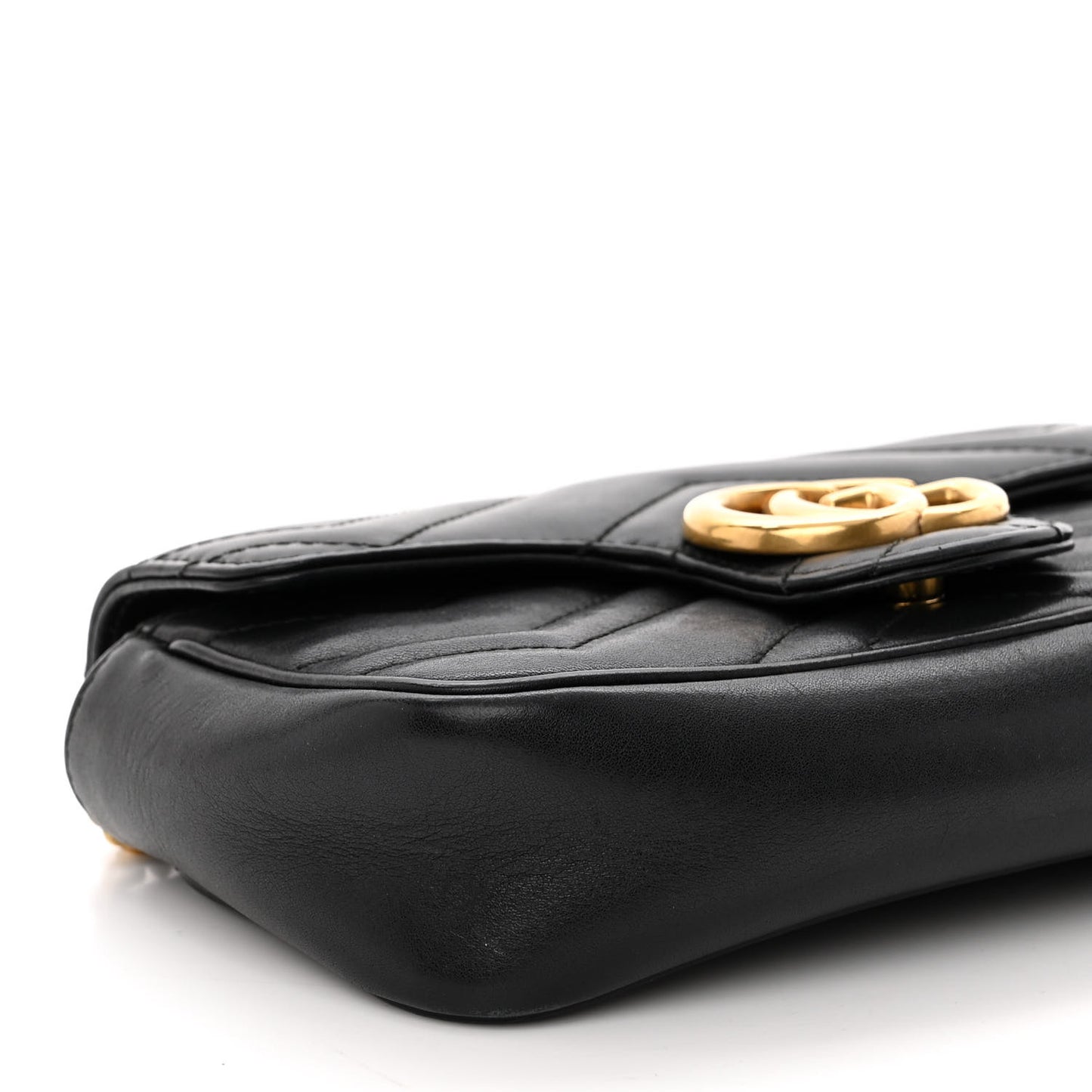 Calfskin Matelasse Super Mini GG Marmont Shoulder Bag Black