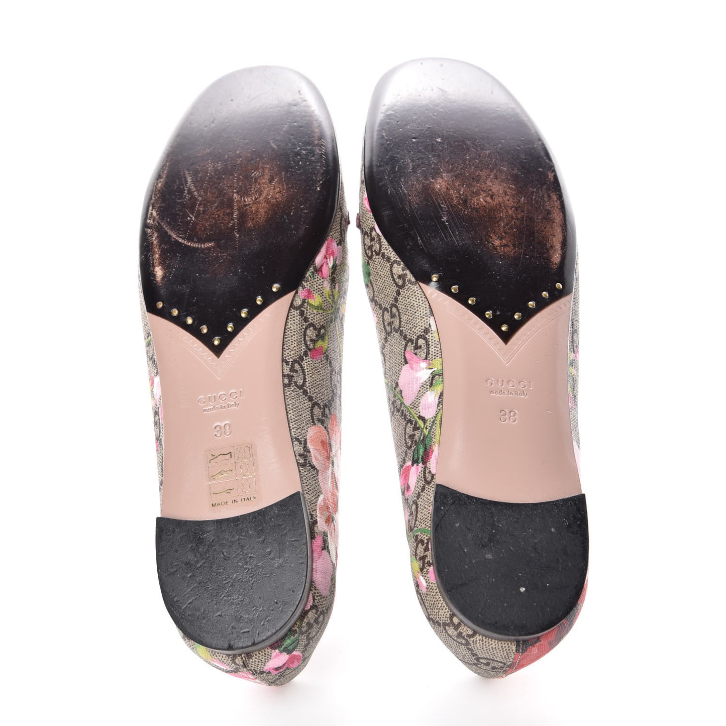 GG Supreme Monogram Blooms Ballet Flats 38 Beige Multicolor Dry Rose