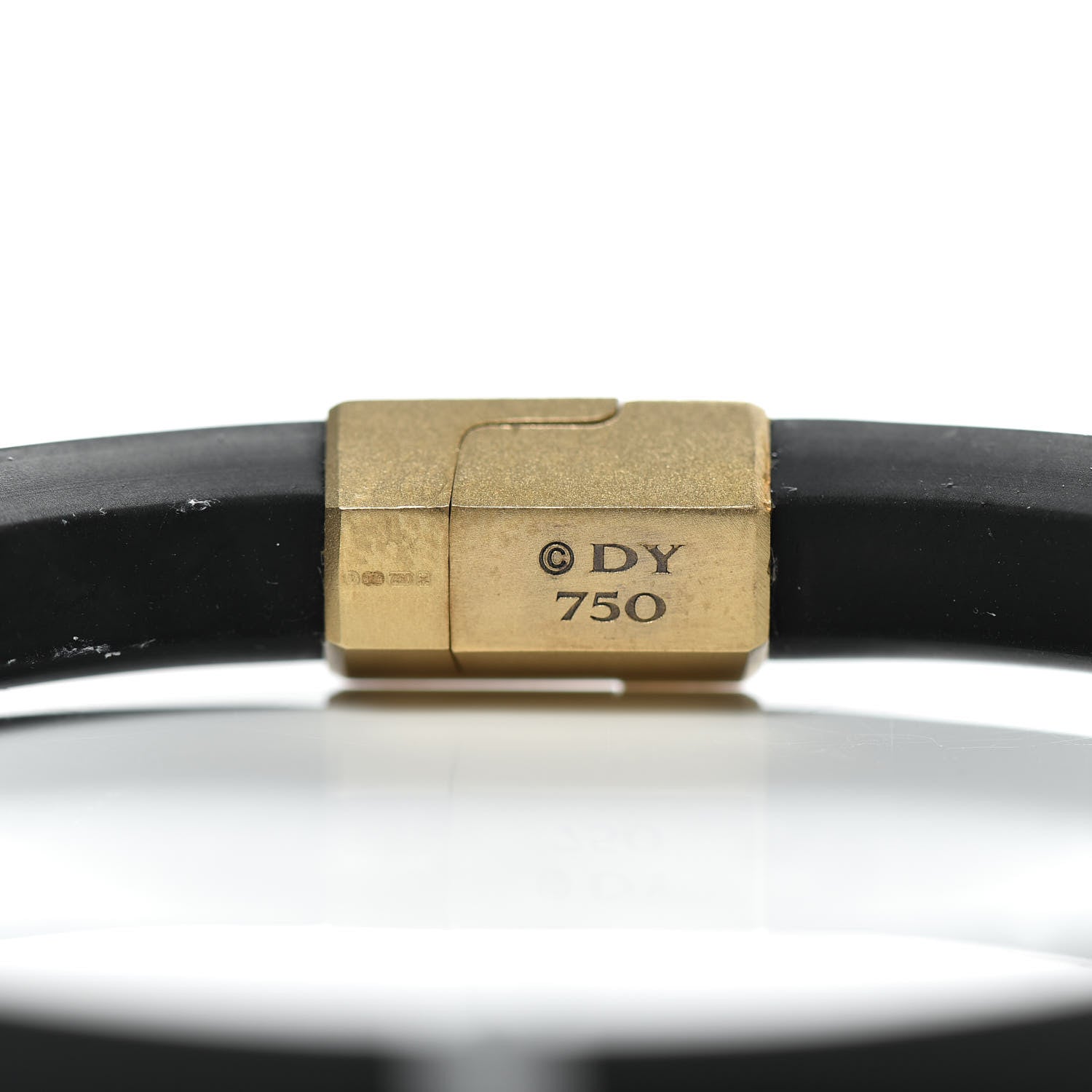 David Yurman 18K Yellow Gold Rubber Mens 10.5mm Hex Bracelet M Black 5 of 6