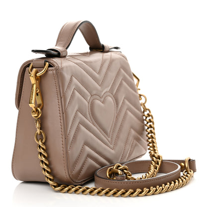 Gucci Calfskin Matelasse Mini GG Marmont Top Handle Shoulder Bag Porcelain Rose 3 of 15