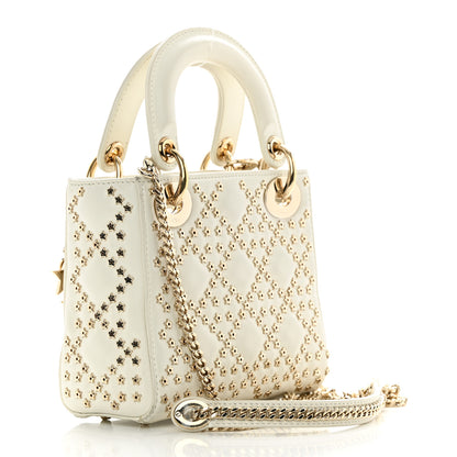 Christian Dior Lambskin Cannage Lucky Star Studded Mini Lady Dior White 3 of 17