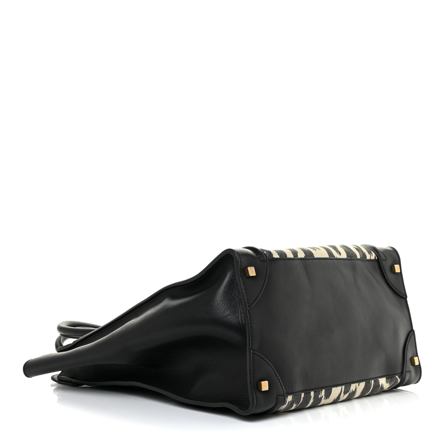 Linen Smooth Calfskin Leopard Print Medium Luggage Black
