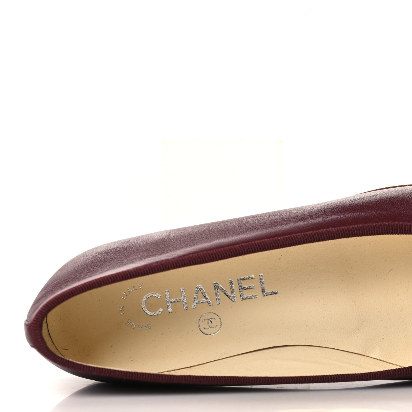 Lambskin Cap Toe CC Ballerina Flats 36 Burgundy
