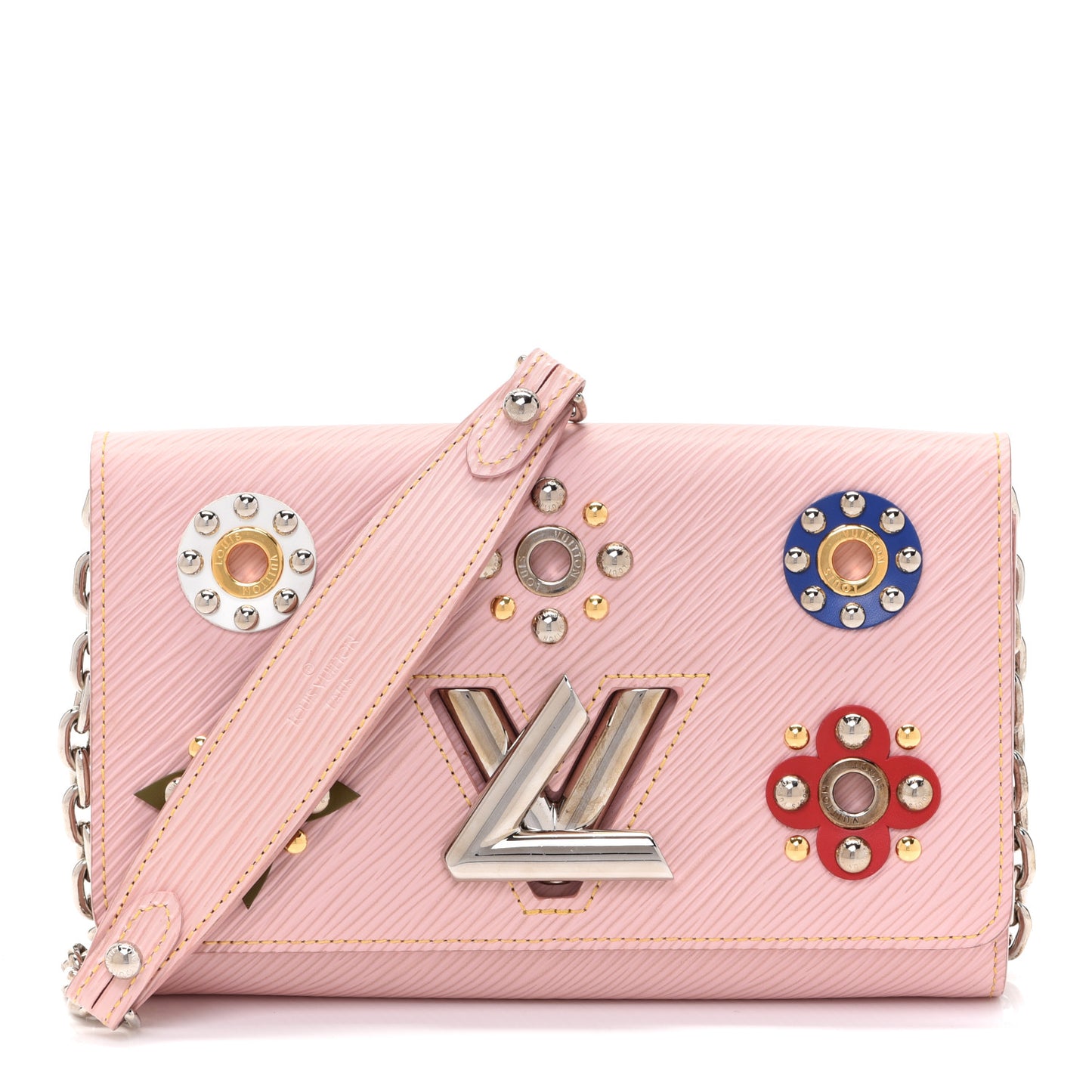 Epi Mechanical Flowers Twist Chain Wallet Rose Ballerine