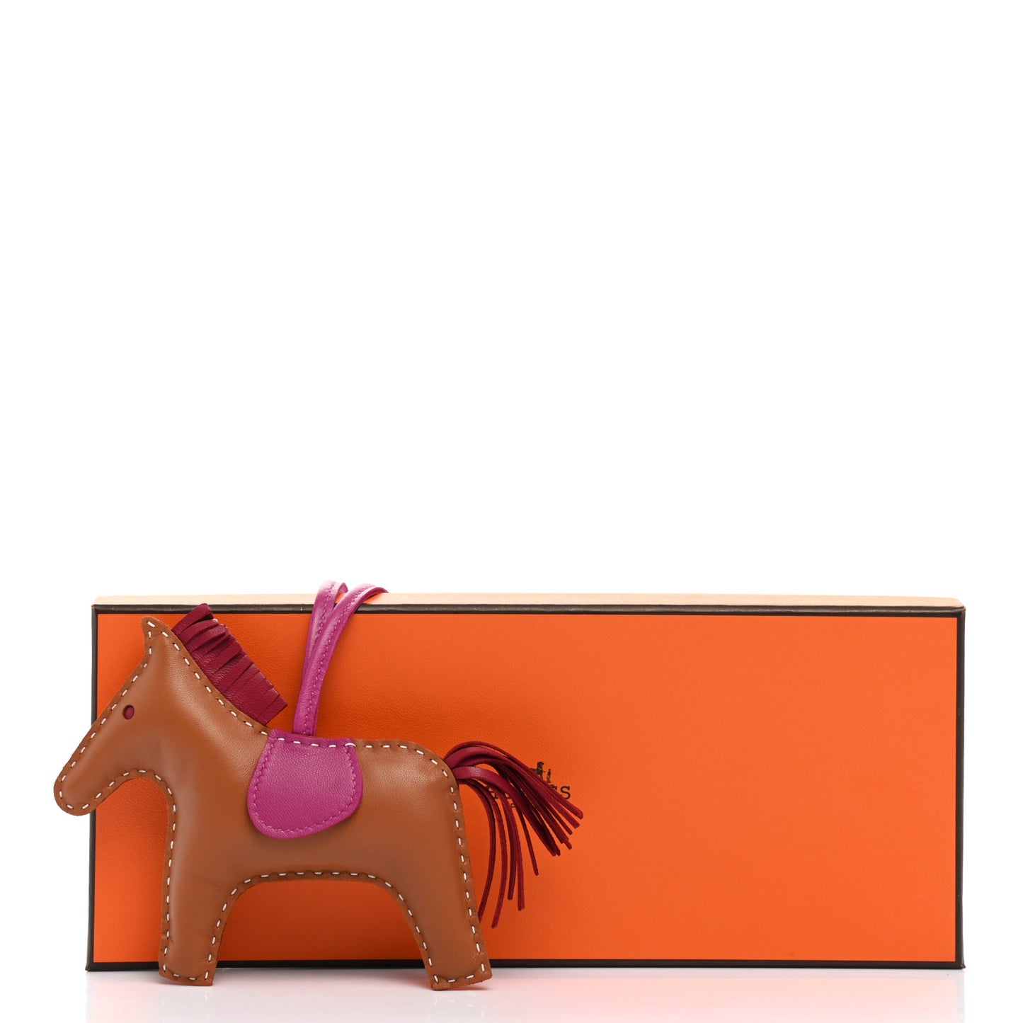 Milo Lambskin Grigri Rodeo Horse Bag Charm MM Gold Rubis Rose Pourpre