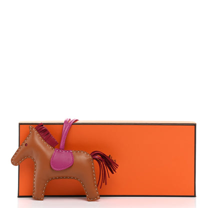 Hermes Milo Lambskin Grigri Rodeo Horse Bag Charm MM Gold Rubis Rose Pourpre 5 of 5