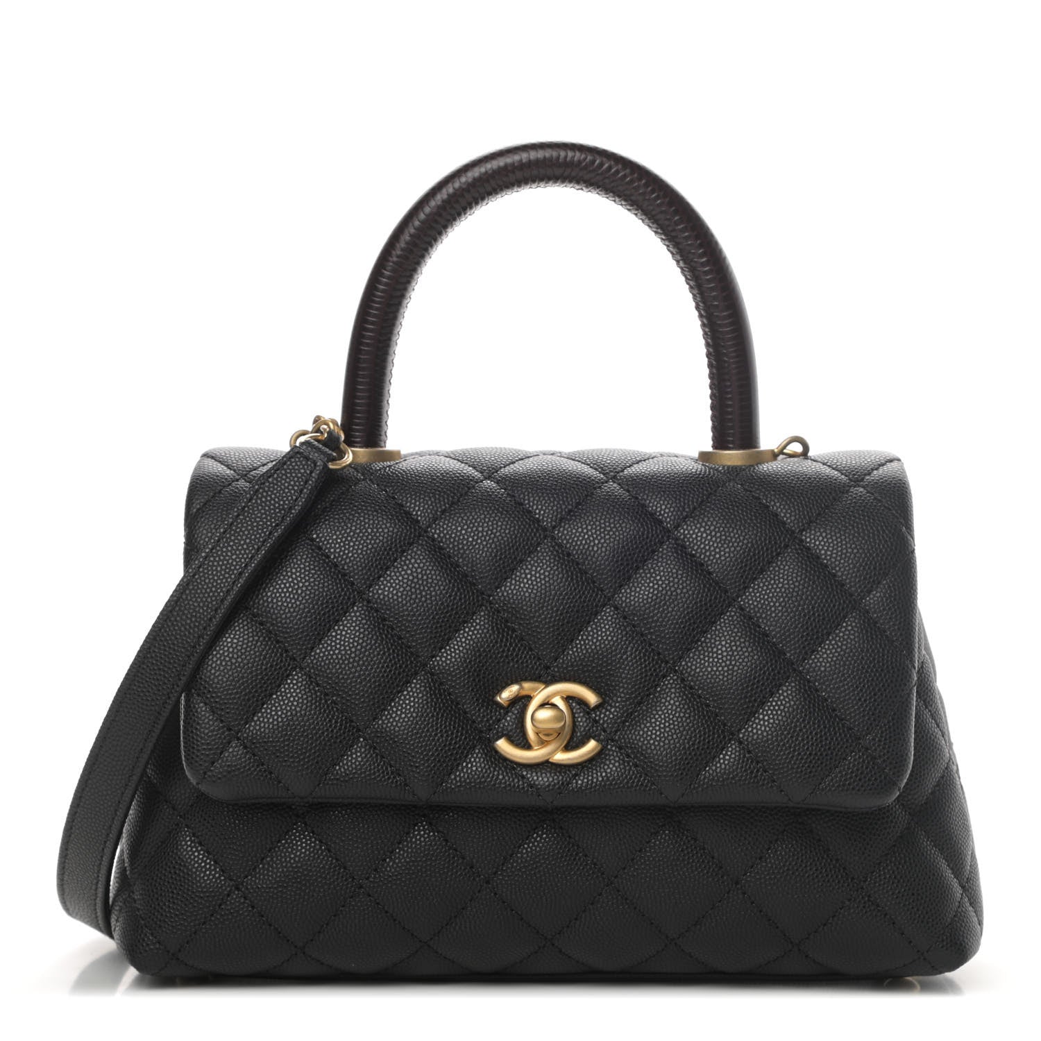 Chanel Caviar Lizard Embossed Quilted Mini Coco Handle Flap Black 1 of 4