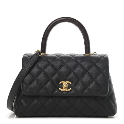 Chanel Caviar Lizard Embossed Quilted Mini Coco Handle Flap Black 1 of 4