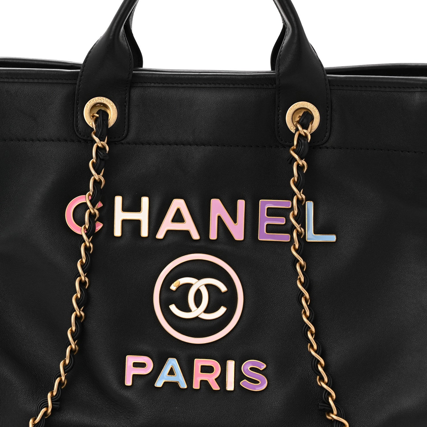 Chanel Calfskin Medium Deauville Tote Black Multicolor 9 of 11