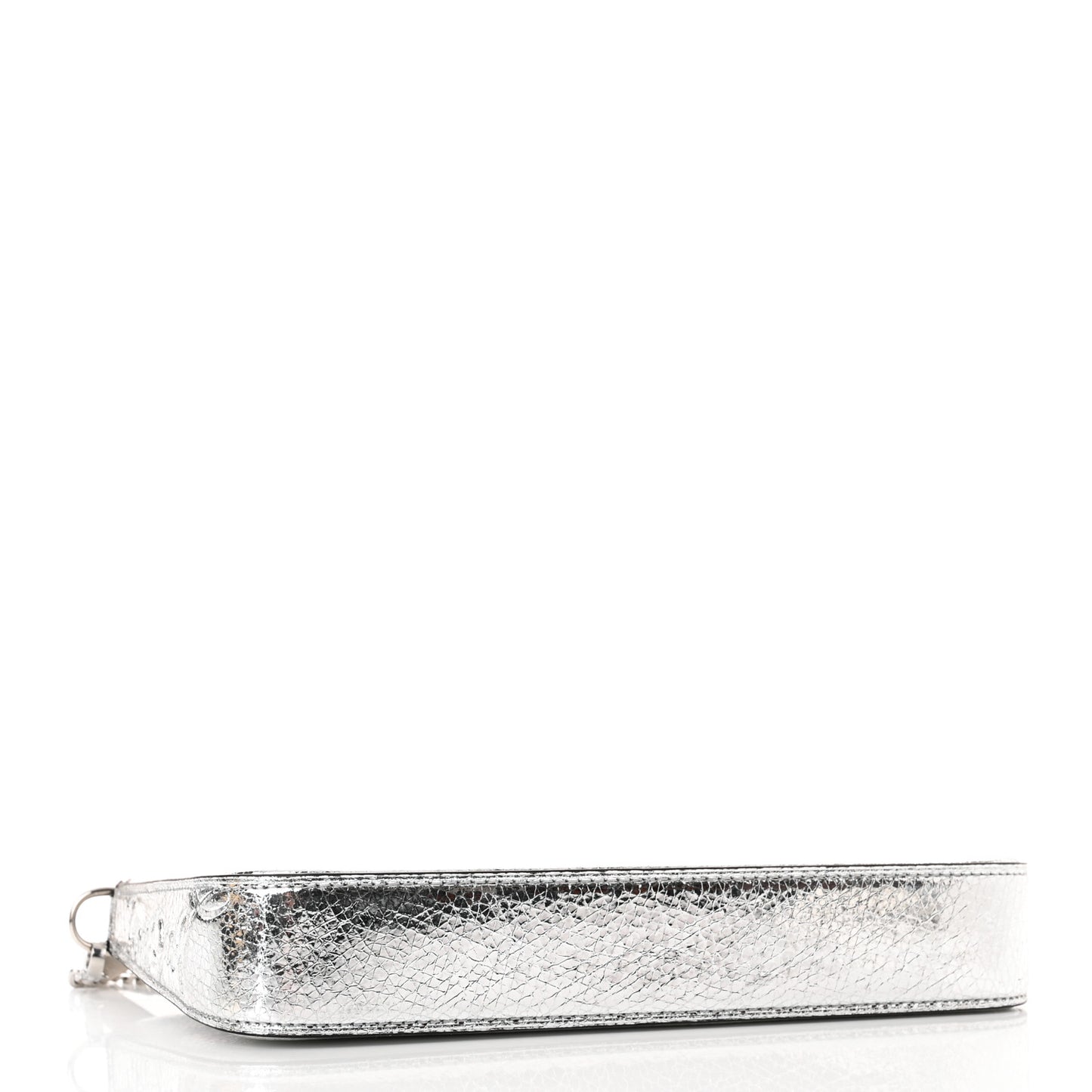 Metallic Textured Calfskin Loubila Chain Clutch Silver