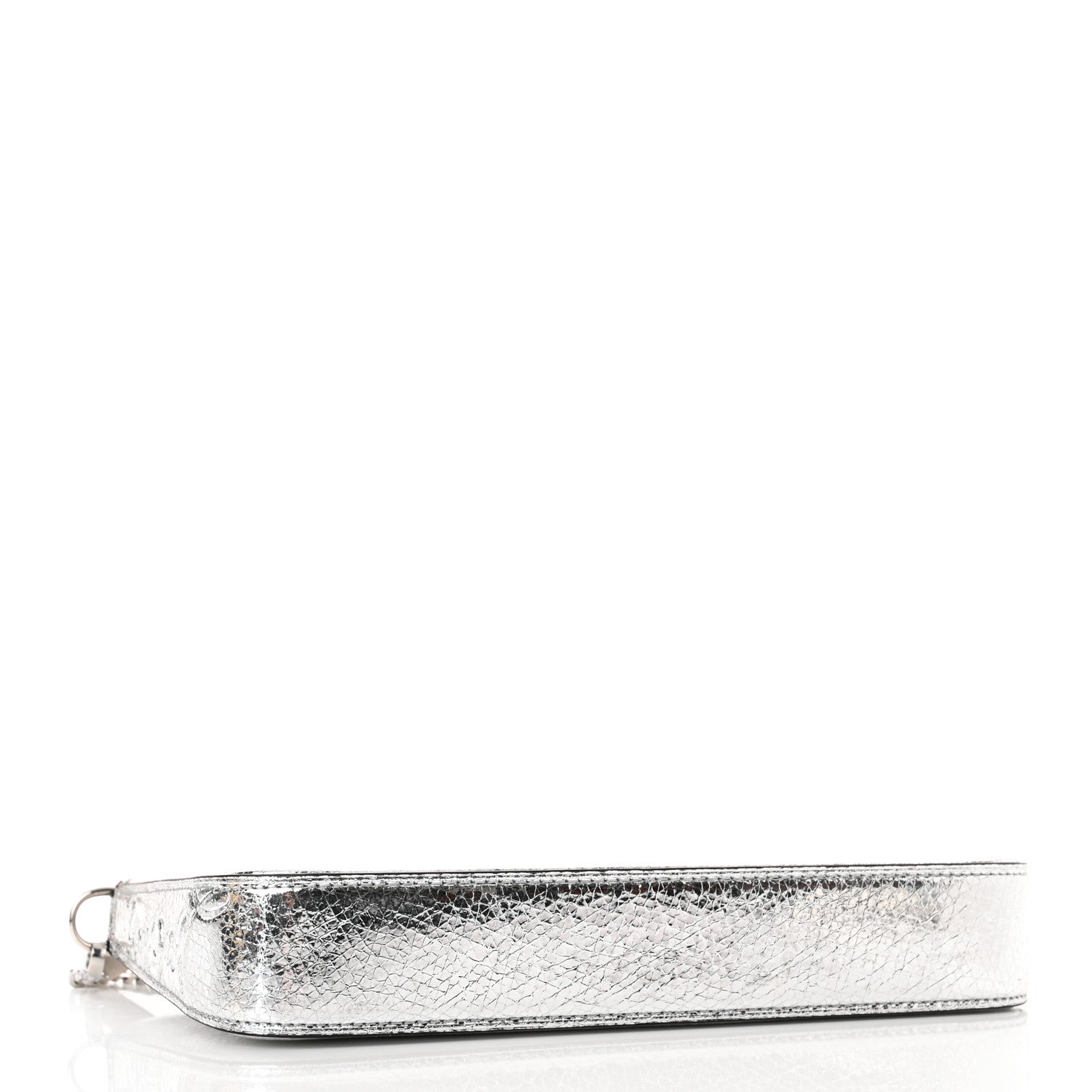 Christian Louboutin Metallic Textured Calfskin Loubila Chain Clutch Silver 3 of 11