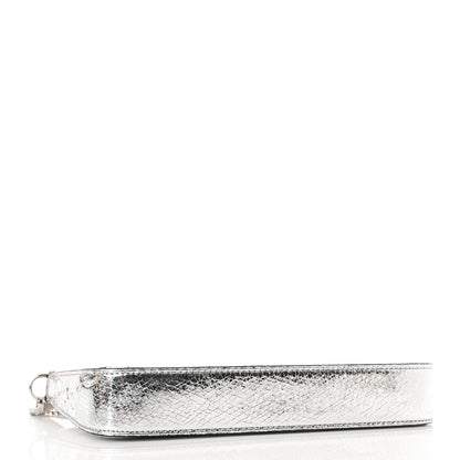 Christian Louboutin Metallic Textured Calfskin Loubila Chain Clutch Silver 3 of 11