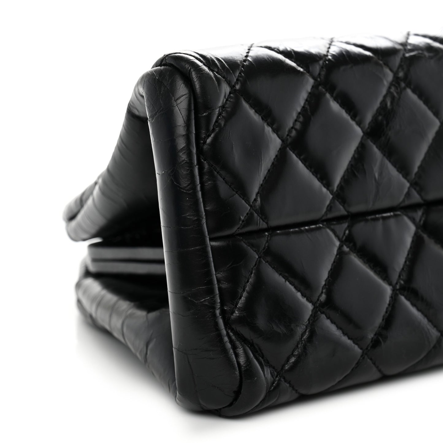 Glazed Calfskin Quilted Medium Just Mademoiselle Black