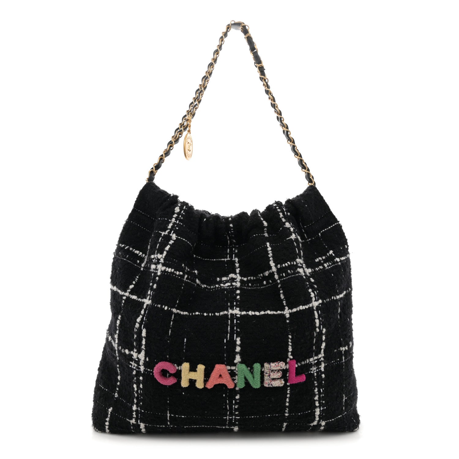 Chanel Wool Tweed Quilted Chanel 22 Black Multicolor 1 of 12