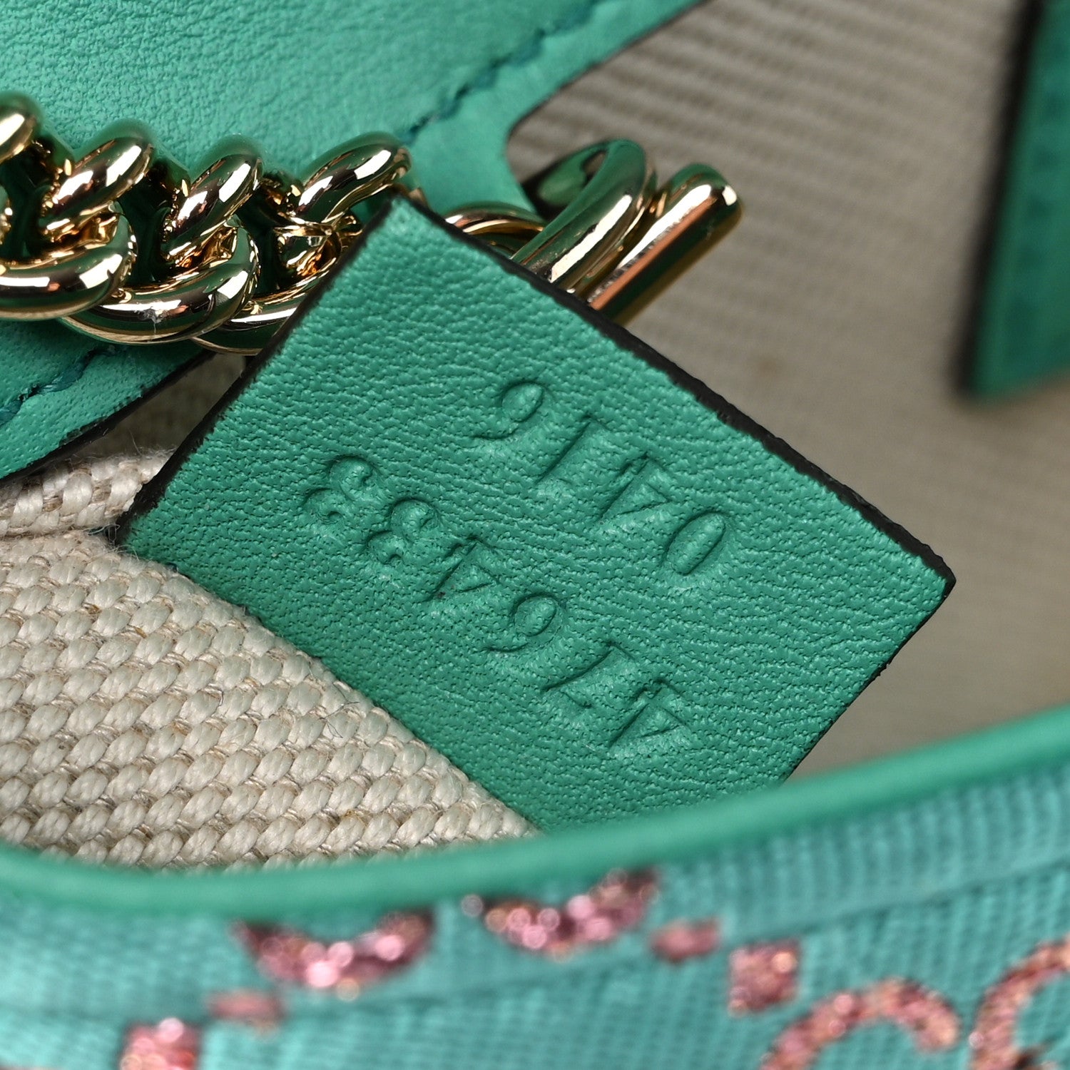 Gucci Canvas Lame GG Monogram Super Mini GG Marmont Shoulder Bag Turquoise Multicolor 7 of 10