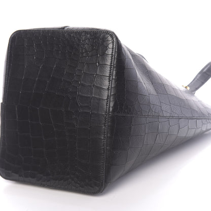 Mulberry Calfskin Crocodile Embossed Kite Bucket Bag Black 9 of 9