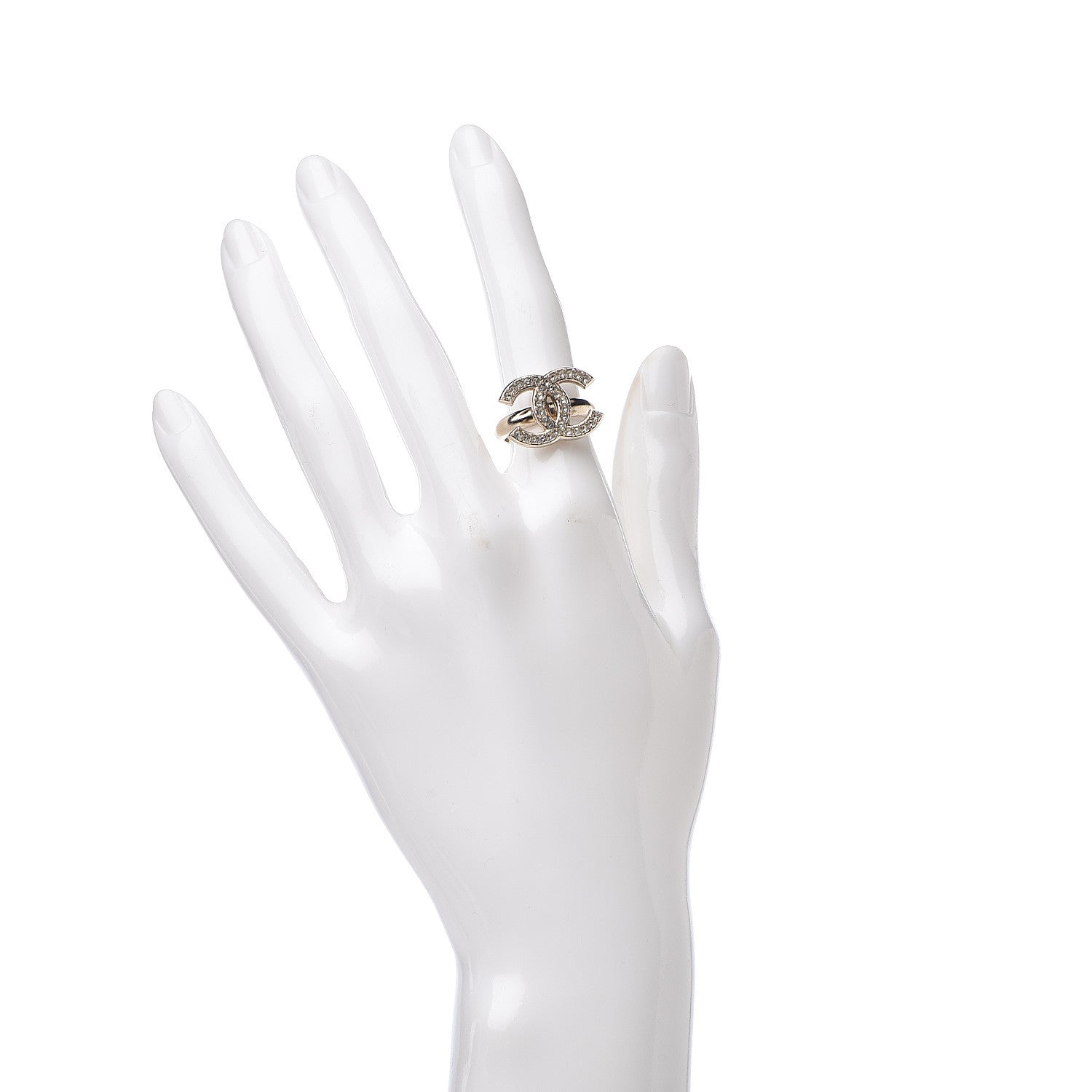 Chanel Crystal CC Ring 49 4.75 Gold 2 of 4