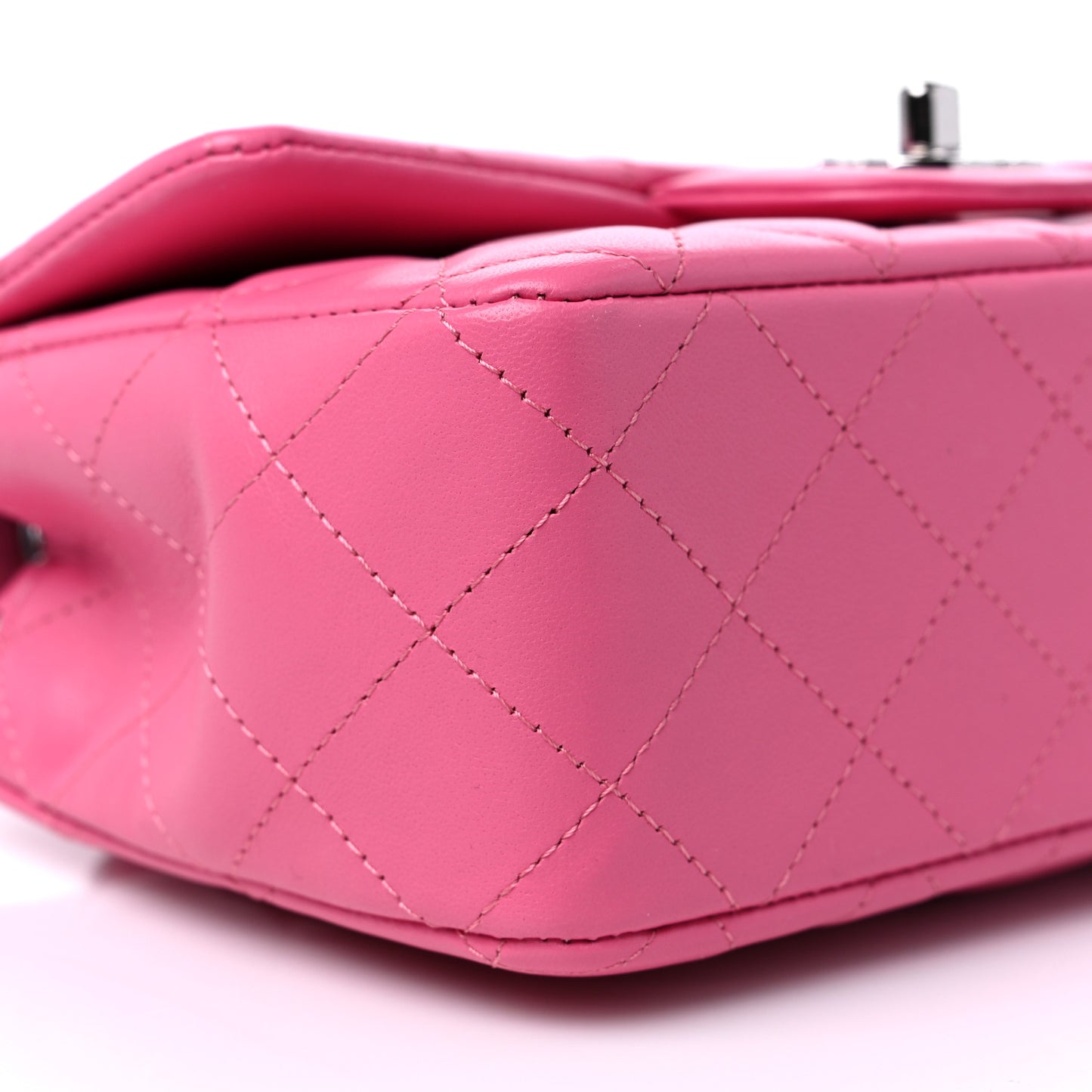Lambskin Quilted Mini Rectangular Flap Pink