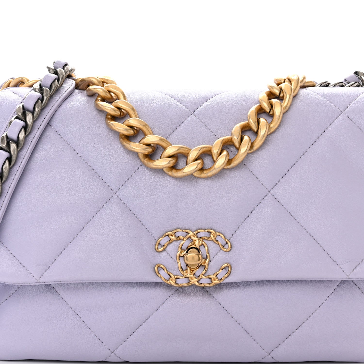 Chanel Lambskin Quilted Large Chanel 19 Flap Light Purple 8 of 10