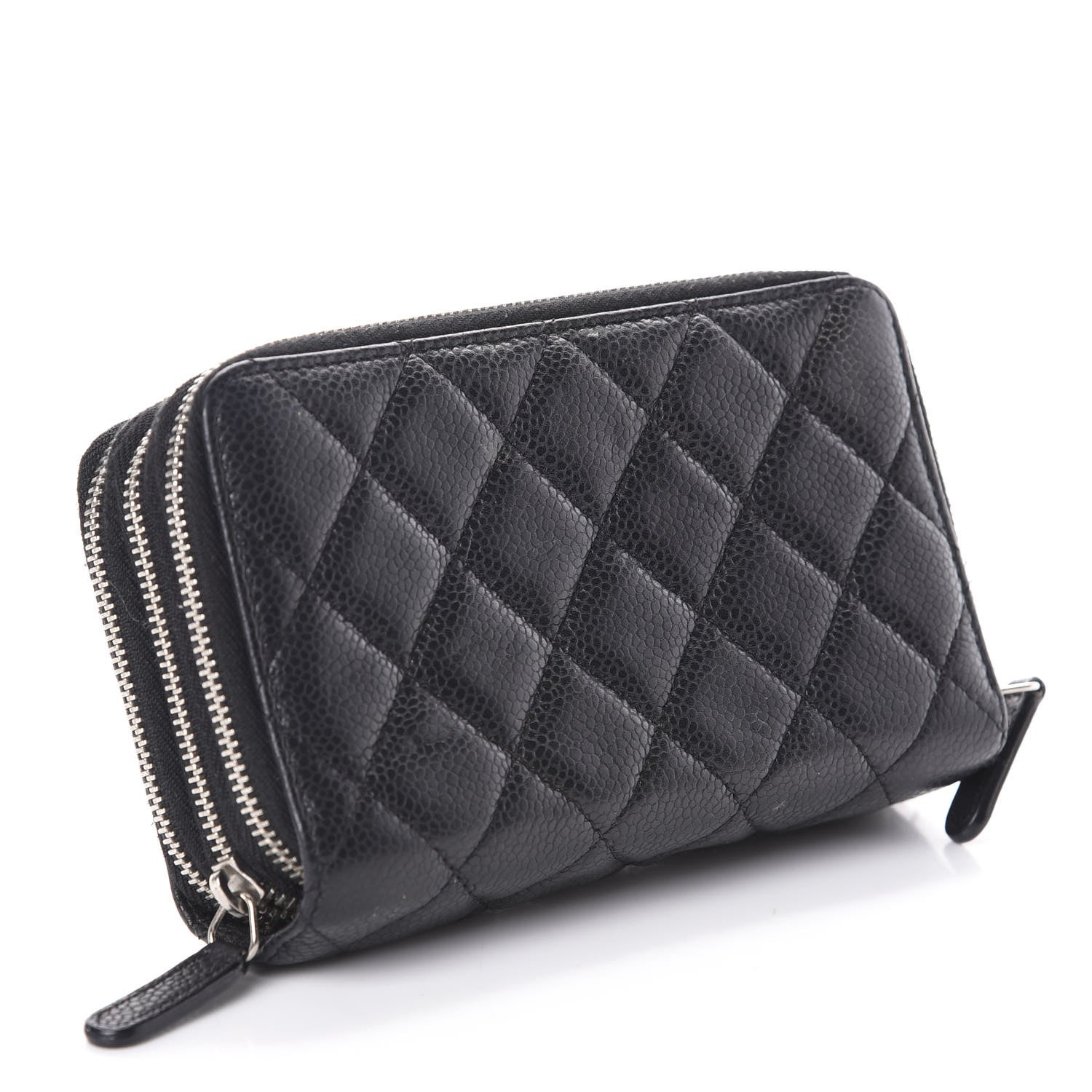 Chanel Caviar Quilted Triple Zip Wallet Black 3 of 8