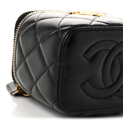 Chanel Shiny Lambskin Quilted CC Mini Vanity Case With Chain Black 9 of 10