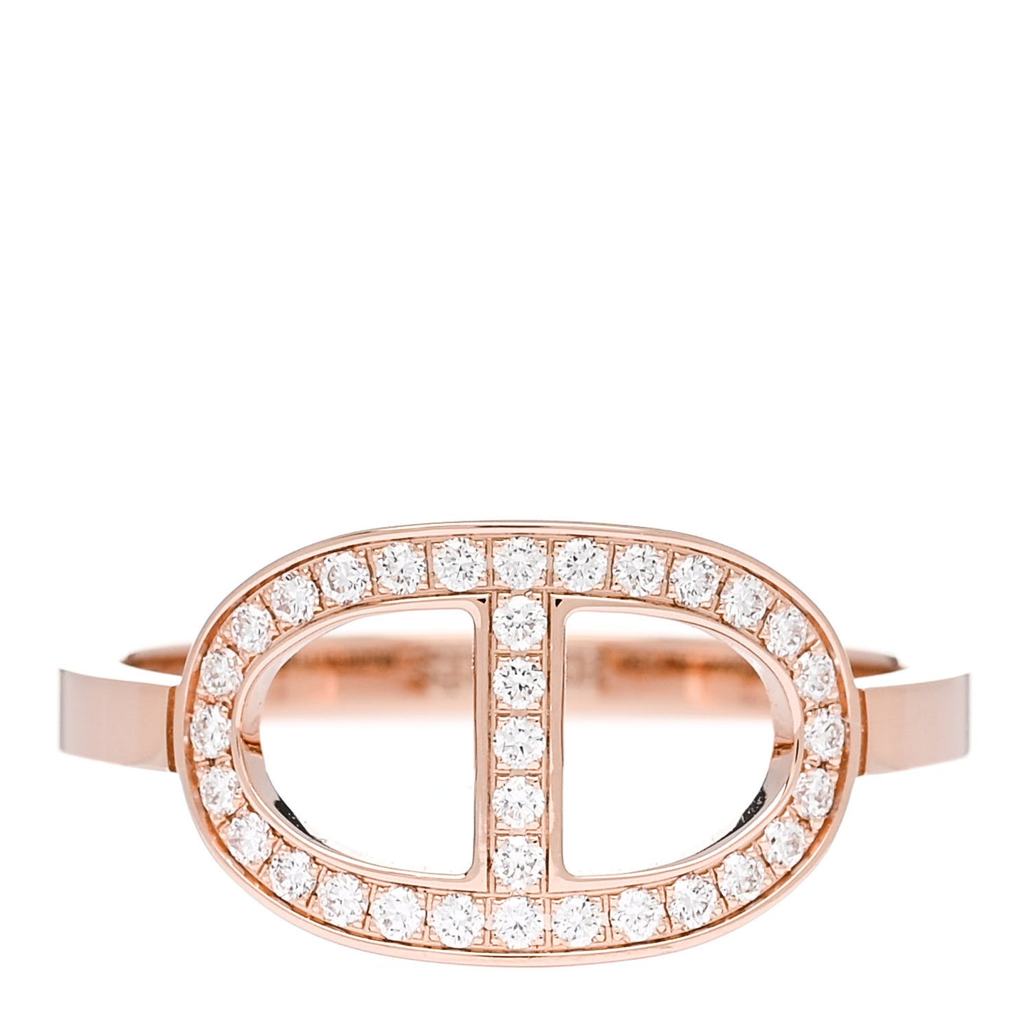 18K Rose Gold Diamond MM Chaine d'Ancre Contour Ring 56 7.75