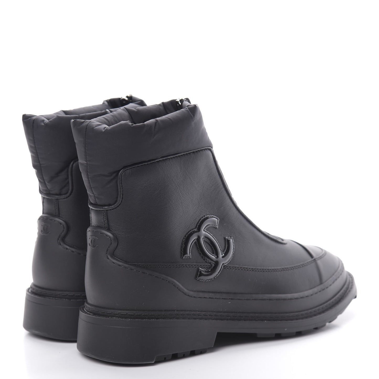 Calfskin Nylon CC Ankle Snow Boots 35.5 Black