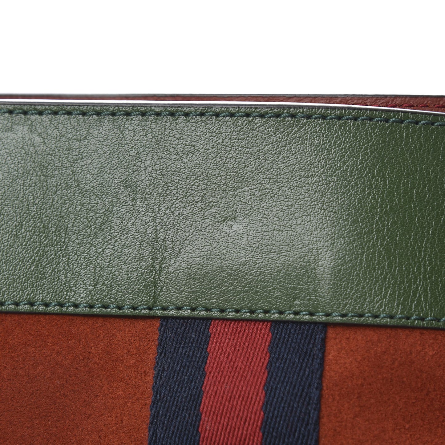 Suede Calfskin Large Rajah Chain Tote Brown Green