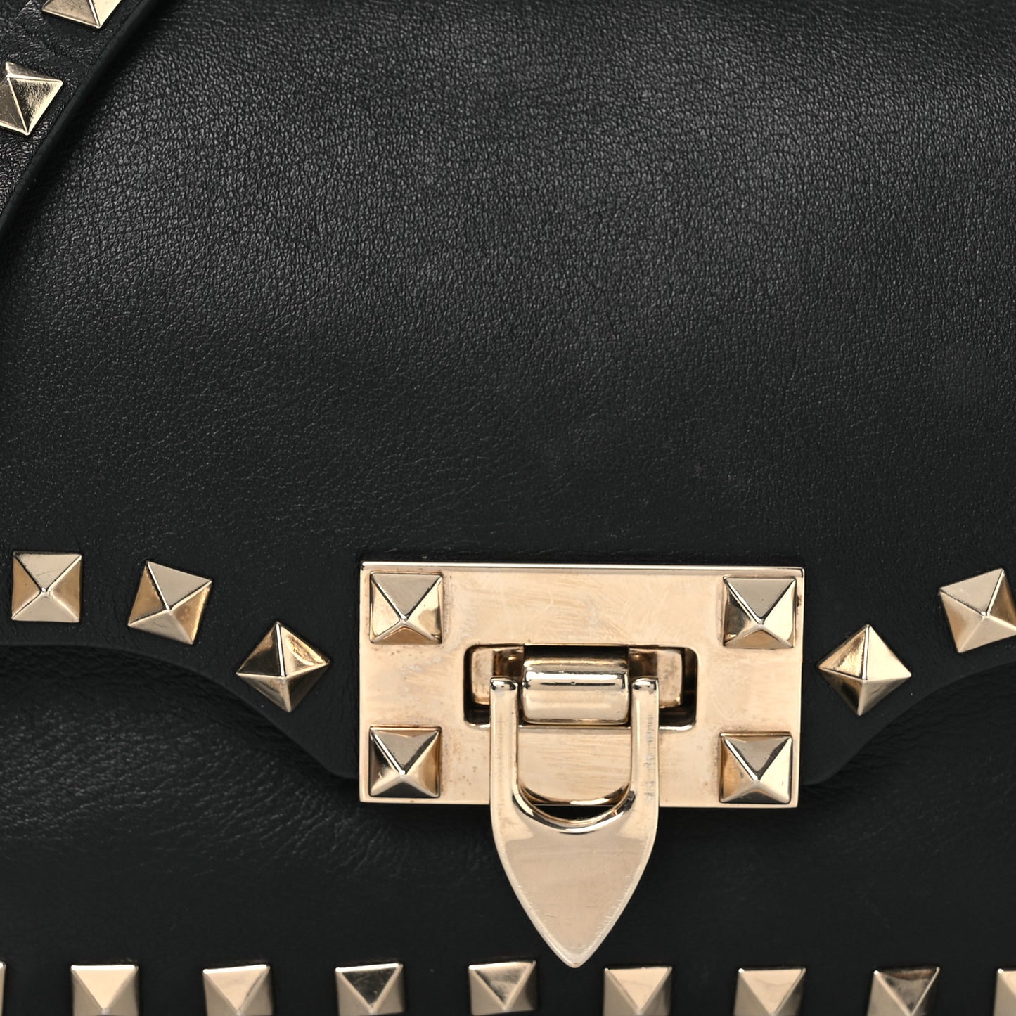 Vitello Mini Rockstud Flap Saddle Crossbody Bag Black