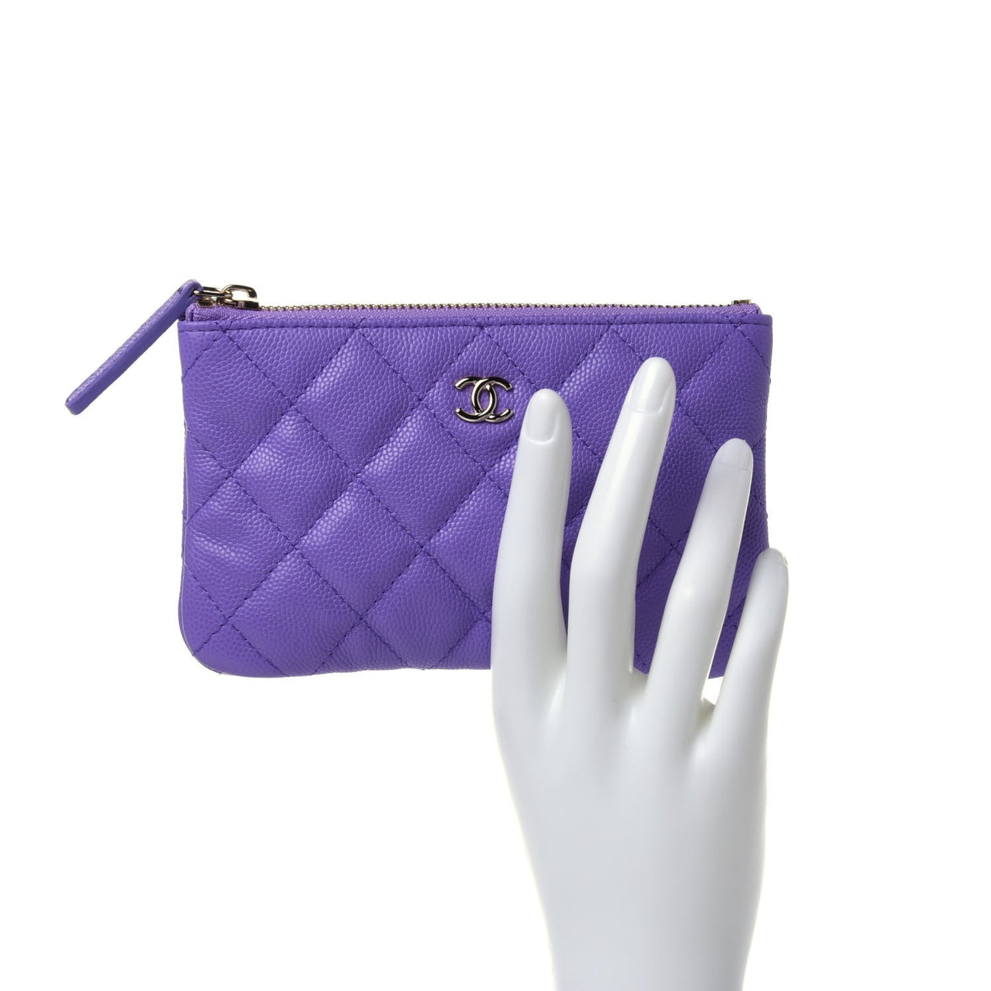 Caviar Quilted Small Cosmetic Case Purple