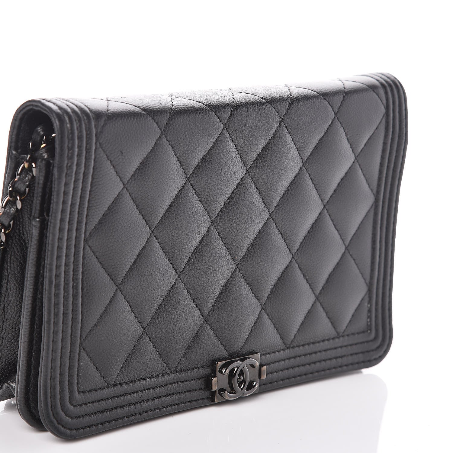 Chanel Caviar Quilted Boy Wallet On Chain WOC So Black 13 of 14