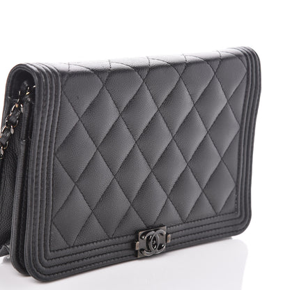 Chanel Caviar Quilted Boy Wallet On Chain WOC So Black 13 of 14