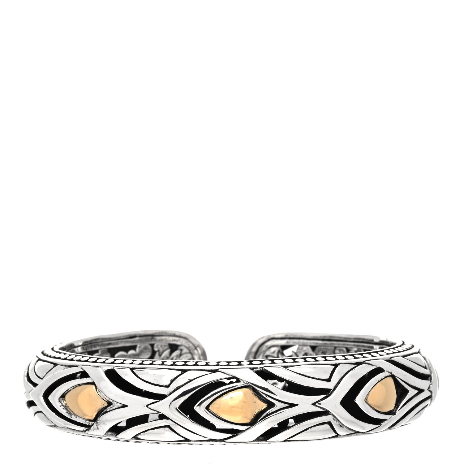 John Hardy Sterling Silver 18K Yellow Gold Naga Kick Cuff Bracelet 1 of 3