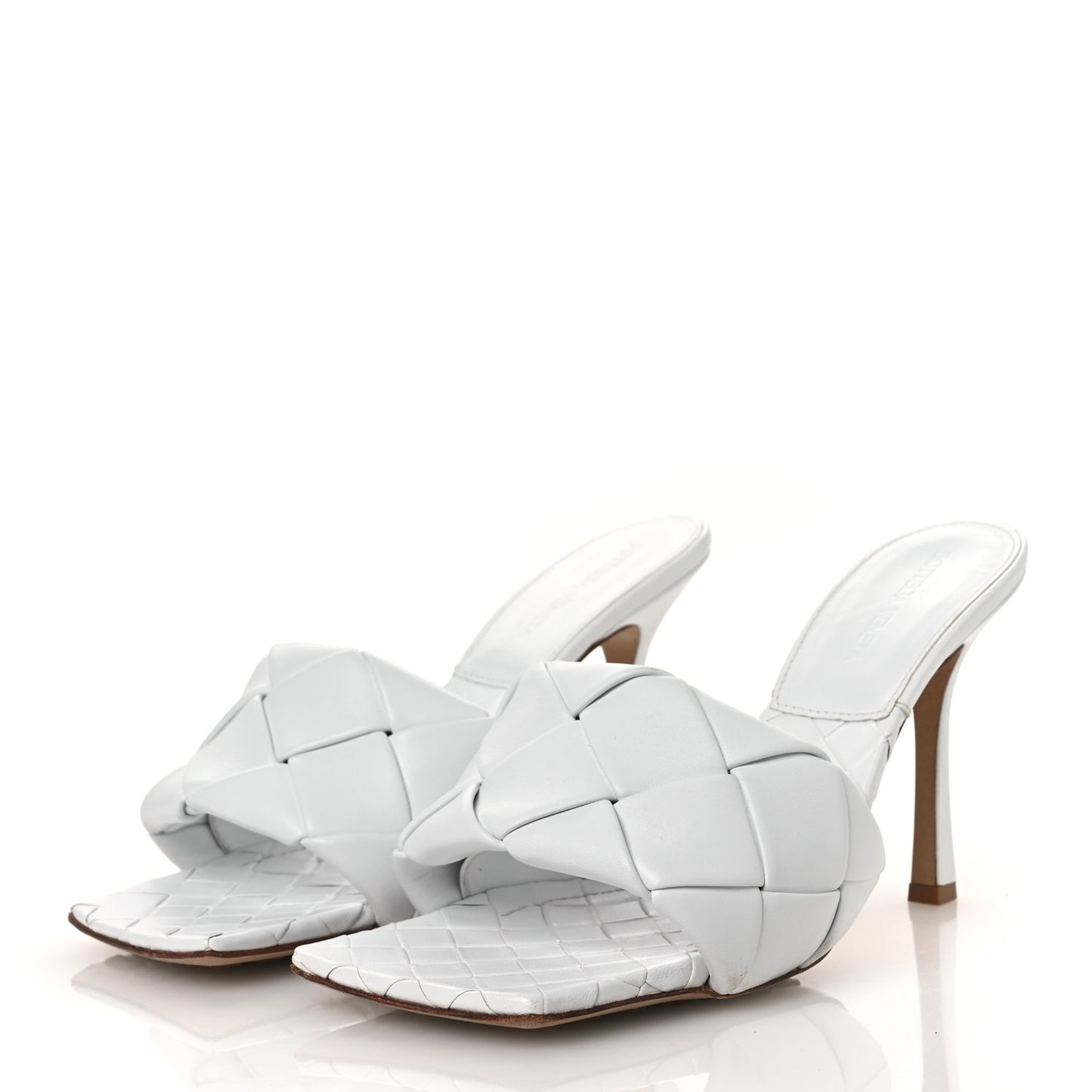 Nappa Maxi Intrecciato Lido 90mm Mule Sandals 40 Optic White