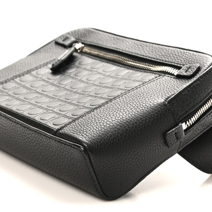 Salvatore Ferragamo Calfskin Gancini Embossed Belt Bag Black 9 of 9