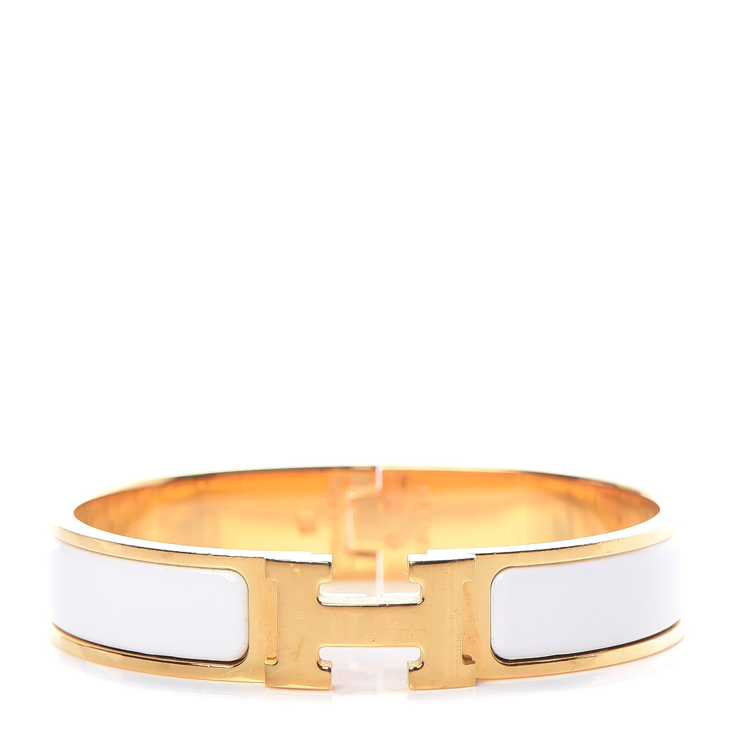 Hermes Enamel Narrow Clic Clac H Bracelet PM White 1 of 6