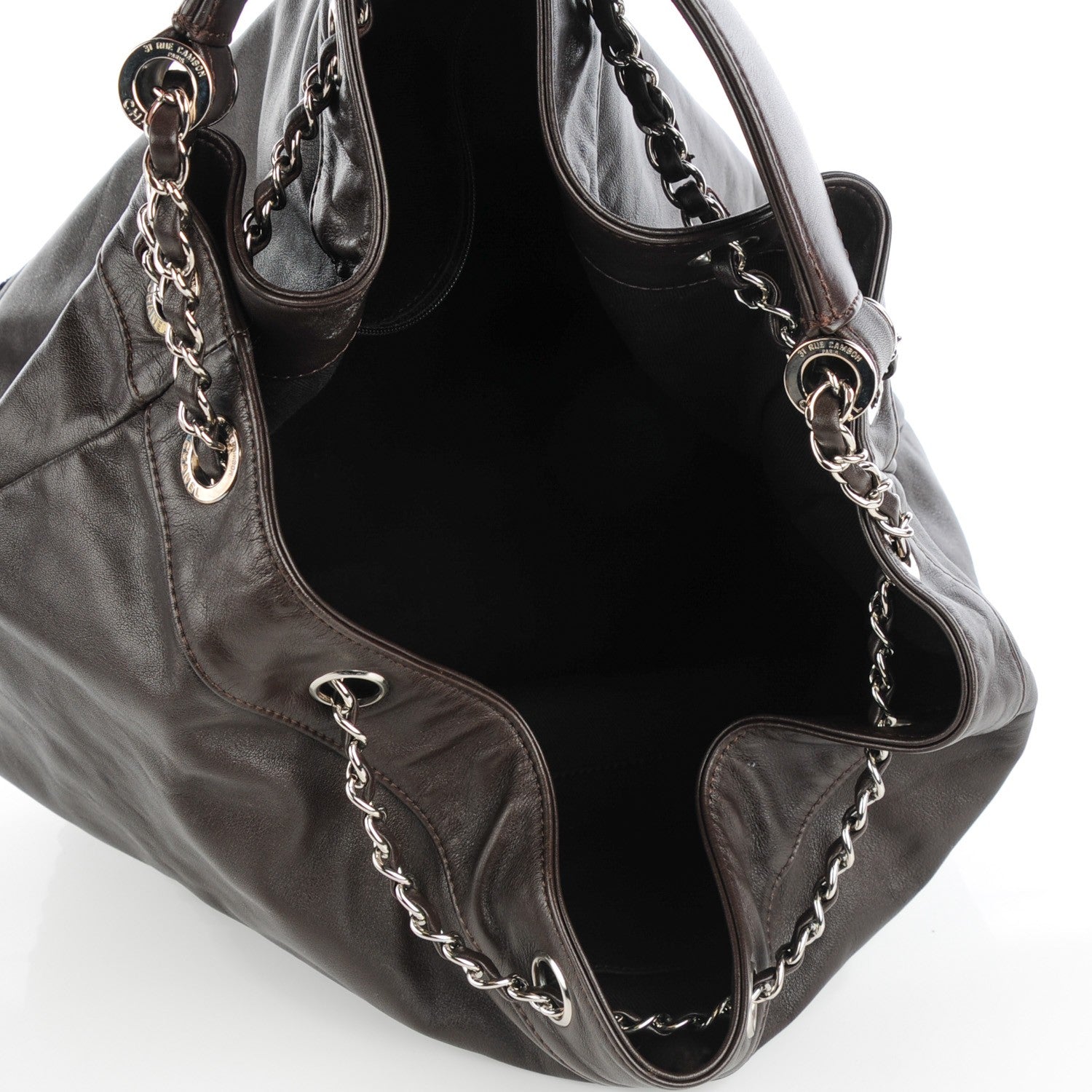 Chanel Calfskin Drawstring CC Bucket Bag Dark Brown 5 of 7