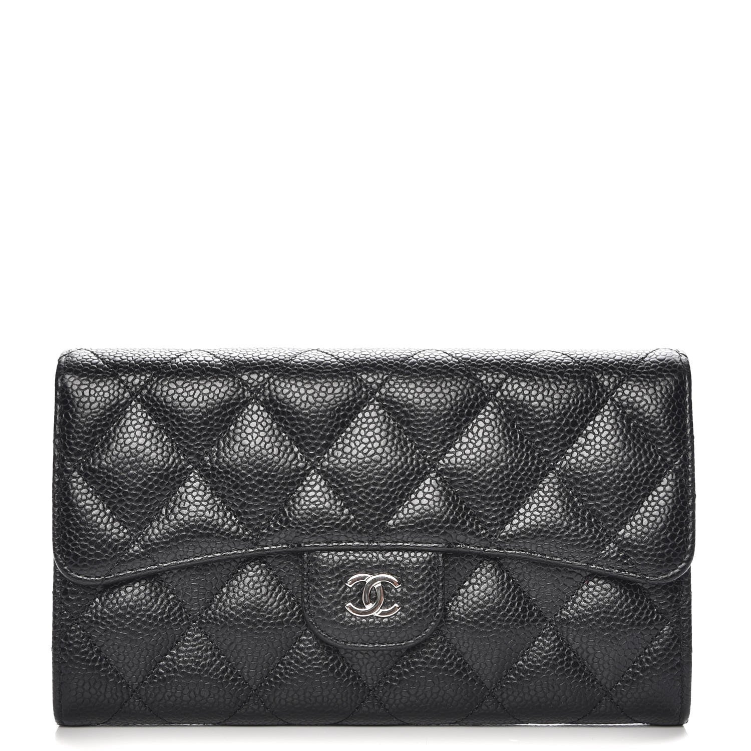 Chanel Caviar Quilted Long Flap Wallet Black 1 of 9