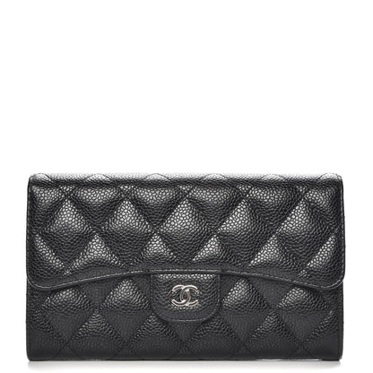 Chanel Caviar Quilted Long Flap Wallet Black 1 of 9