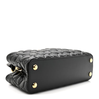 Louis Vuitton Lambskin Quilted Flower Capucines East West MM Black 5 of 12