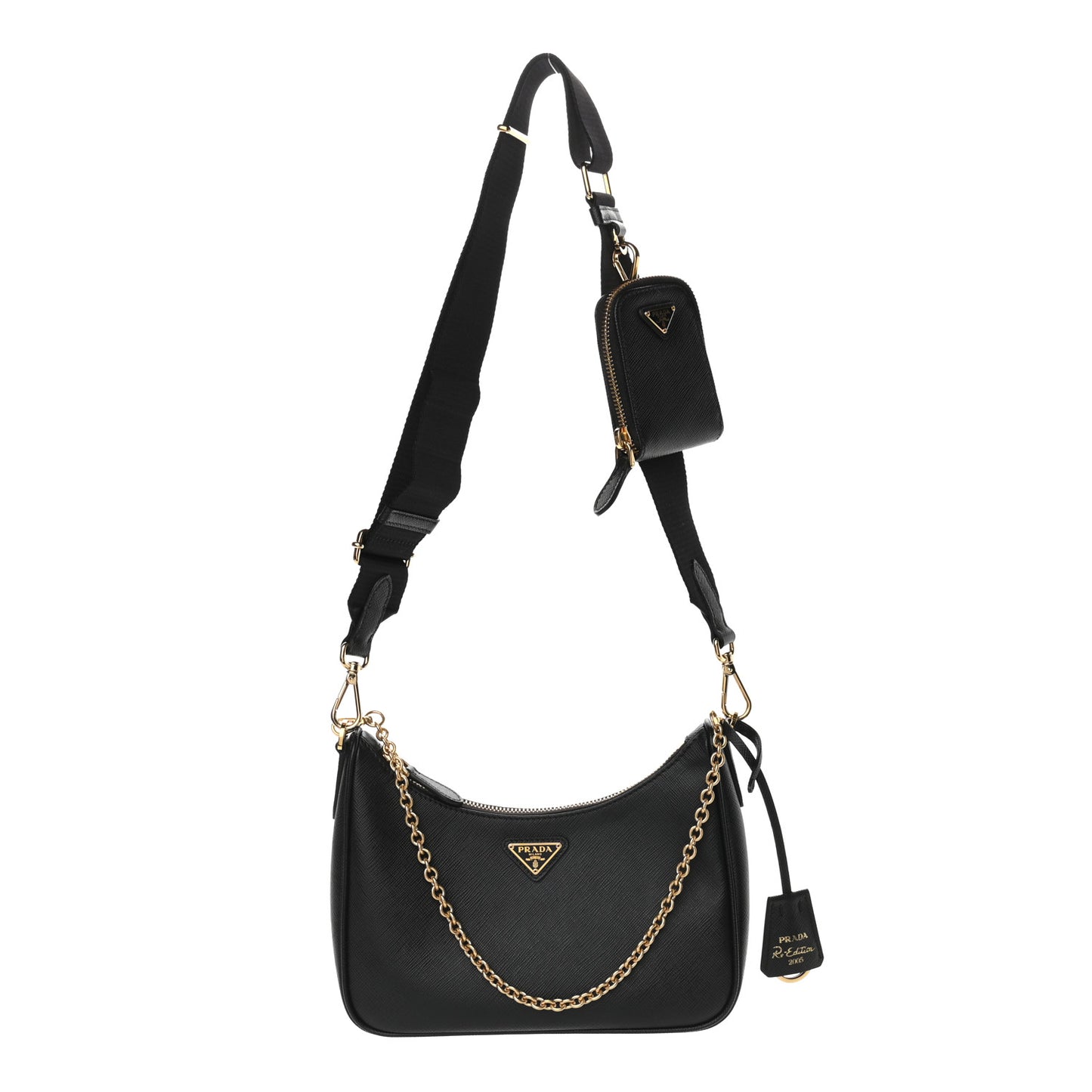 Saffiano Lux Re-Edition 2005 Shoulder Bag Black