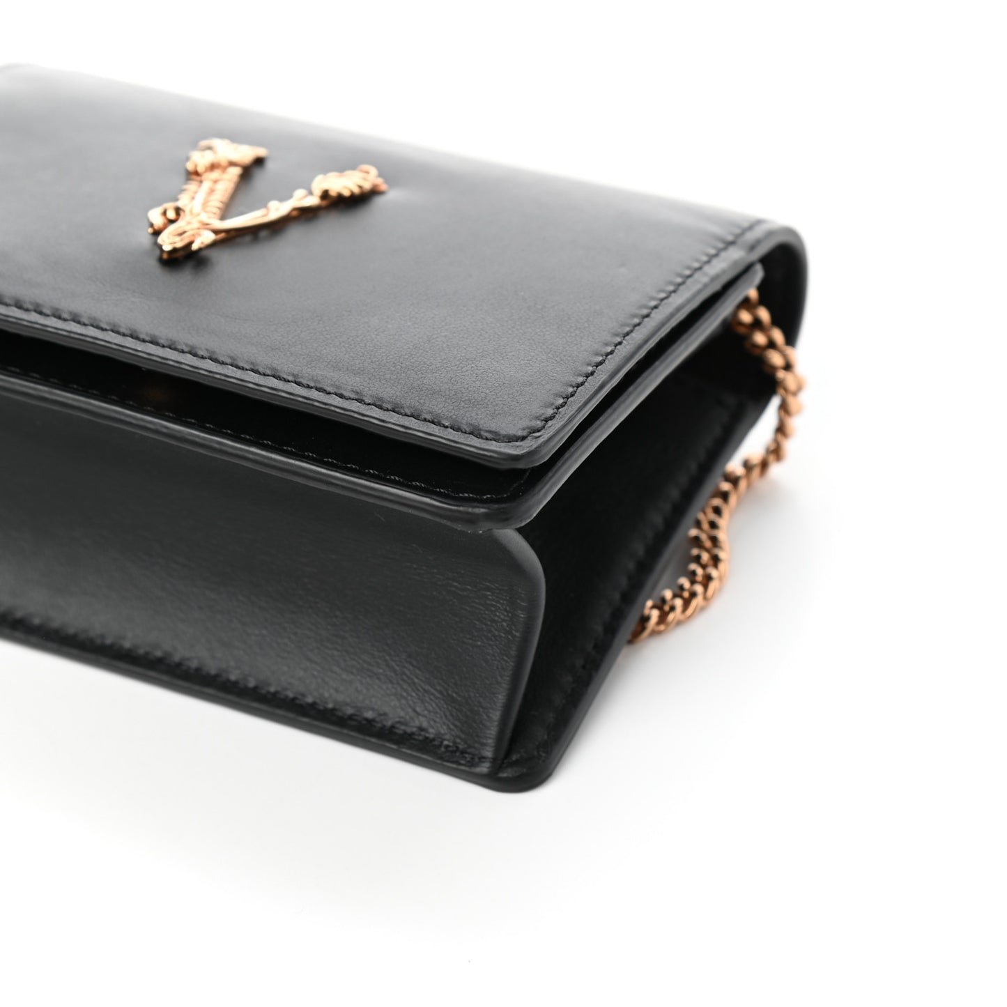 Vitello Mini Virtus Chain Clutch Black