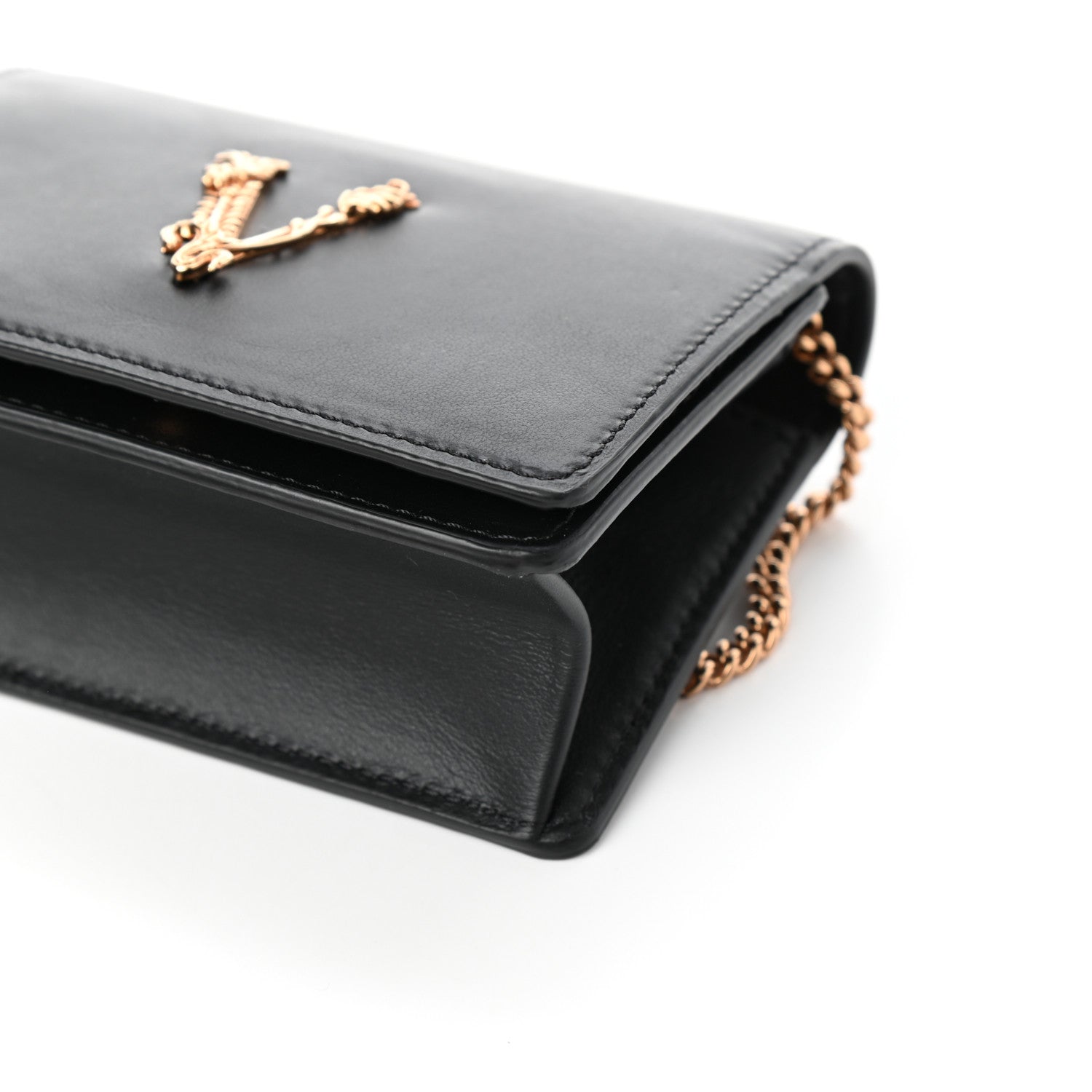 Versace Vitello Mini Virtus Chain Clutch Black 8 of 8