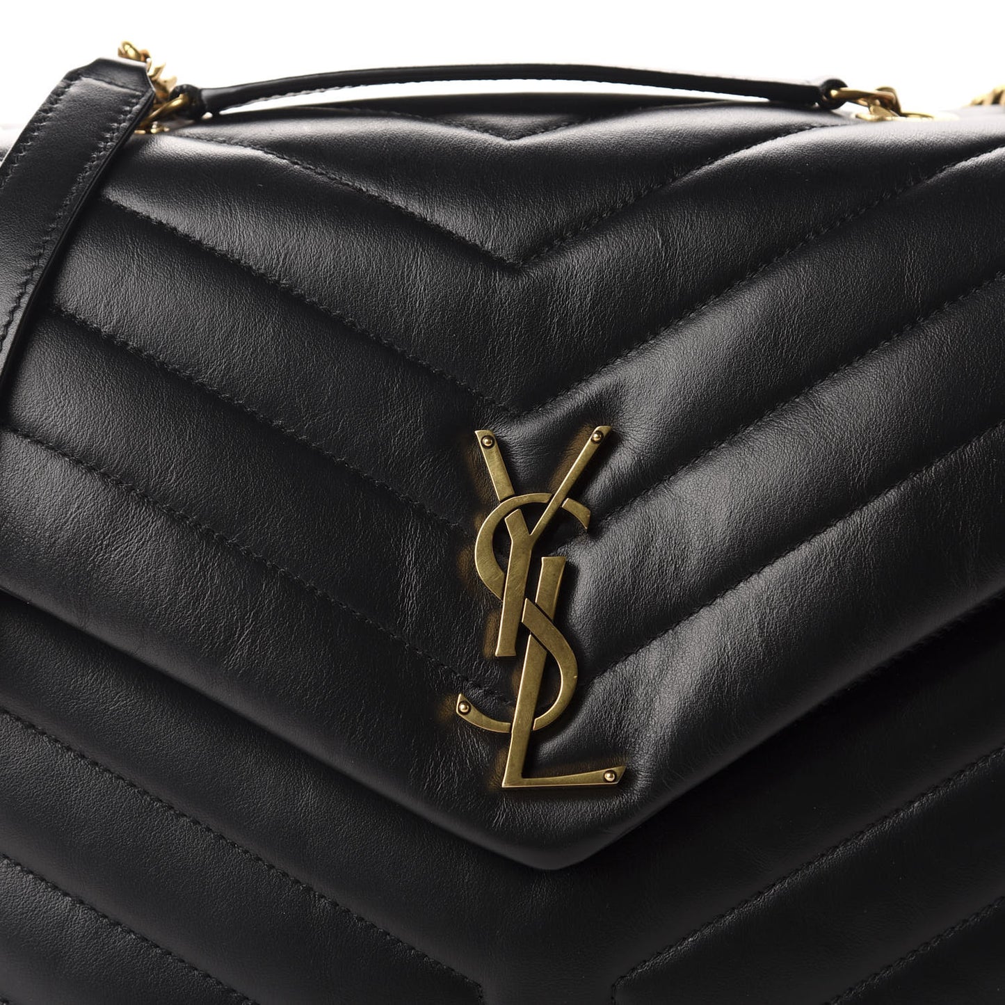 Calfskin Y Quilted Monogram Medium Loulou Chain Satchel Black
